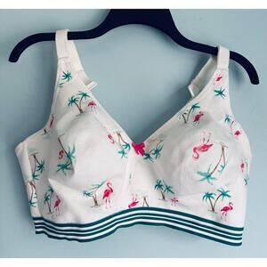 Cacique Unlined Full Coverage Wireless Bra Tropical Flamingo 42DDD